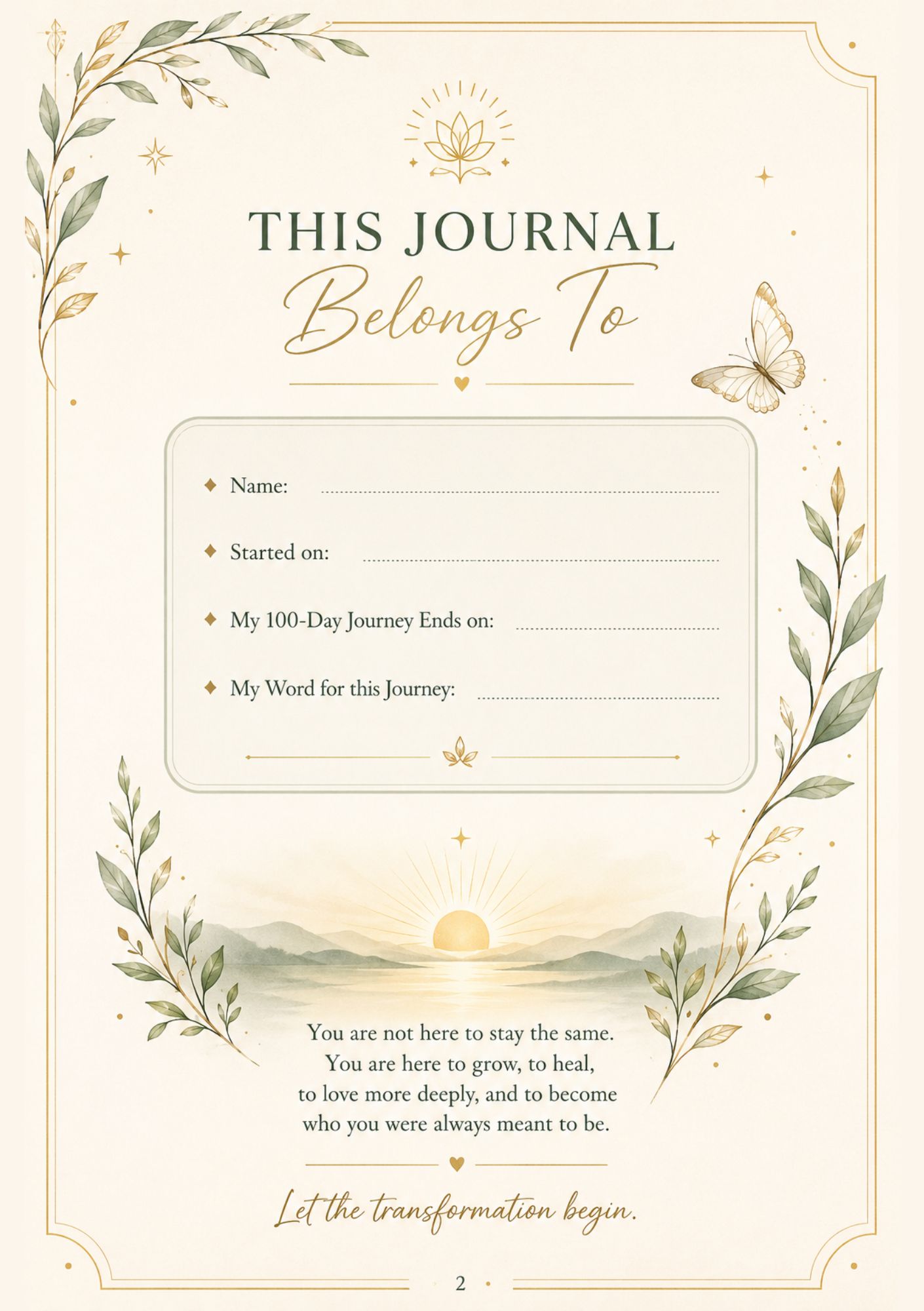 100 Days of Becoming — This journal belongs to