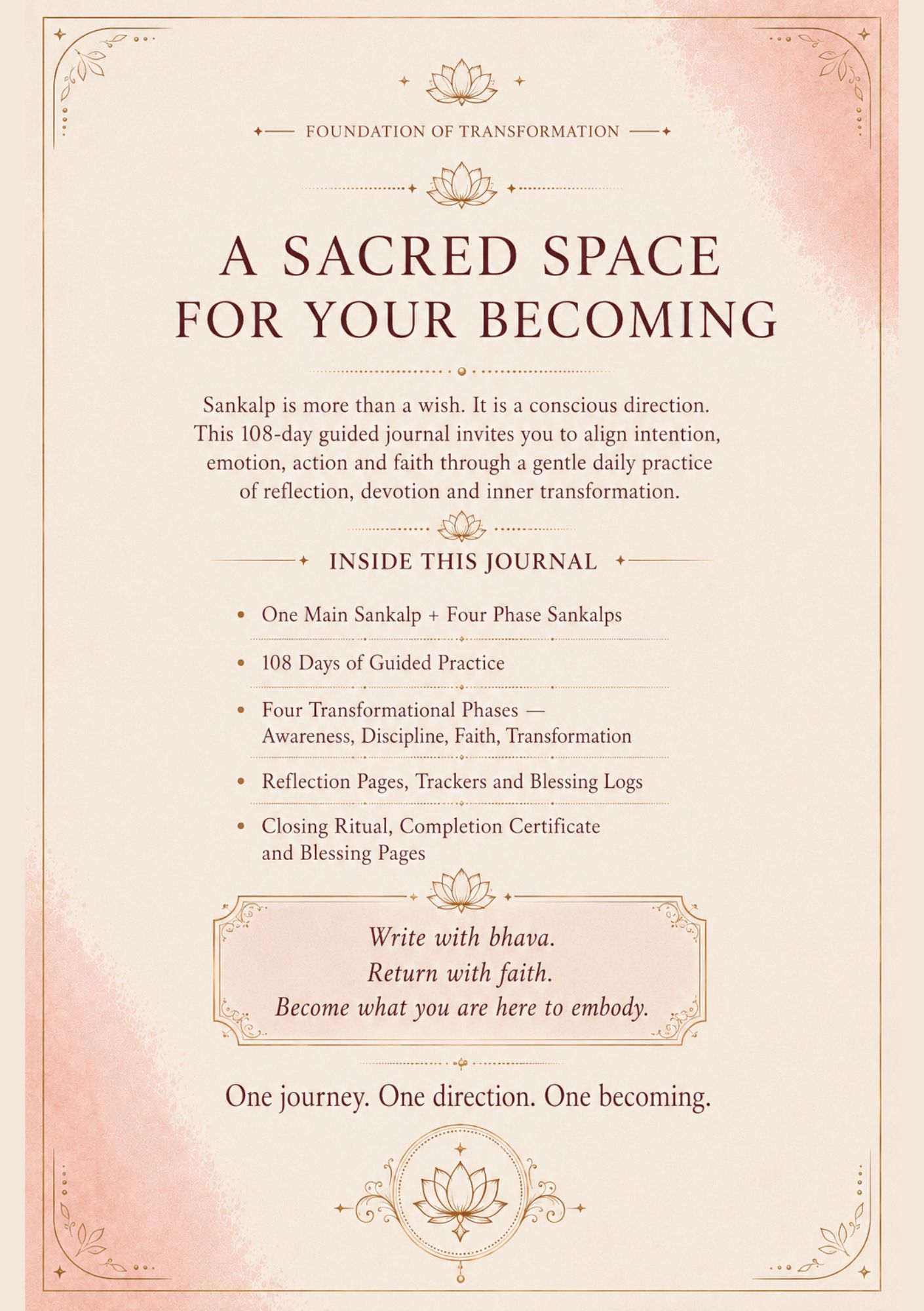 Sankalp — A sacred space for your becoming — what's inside