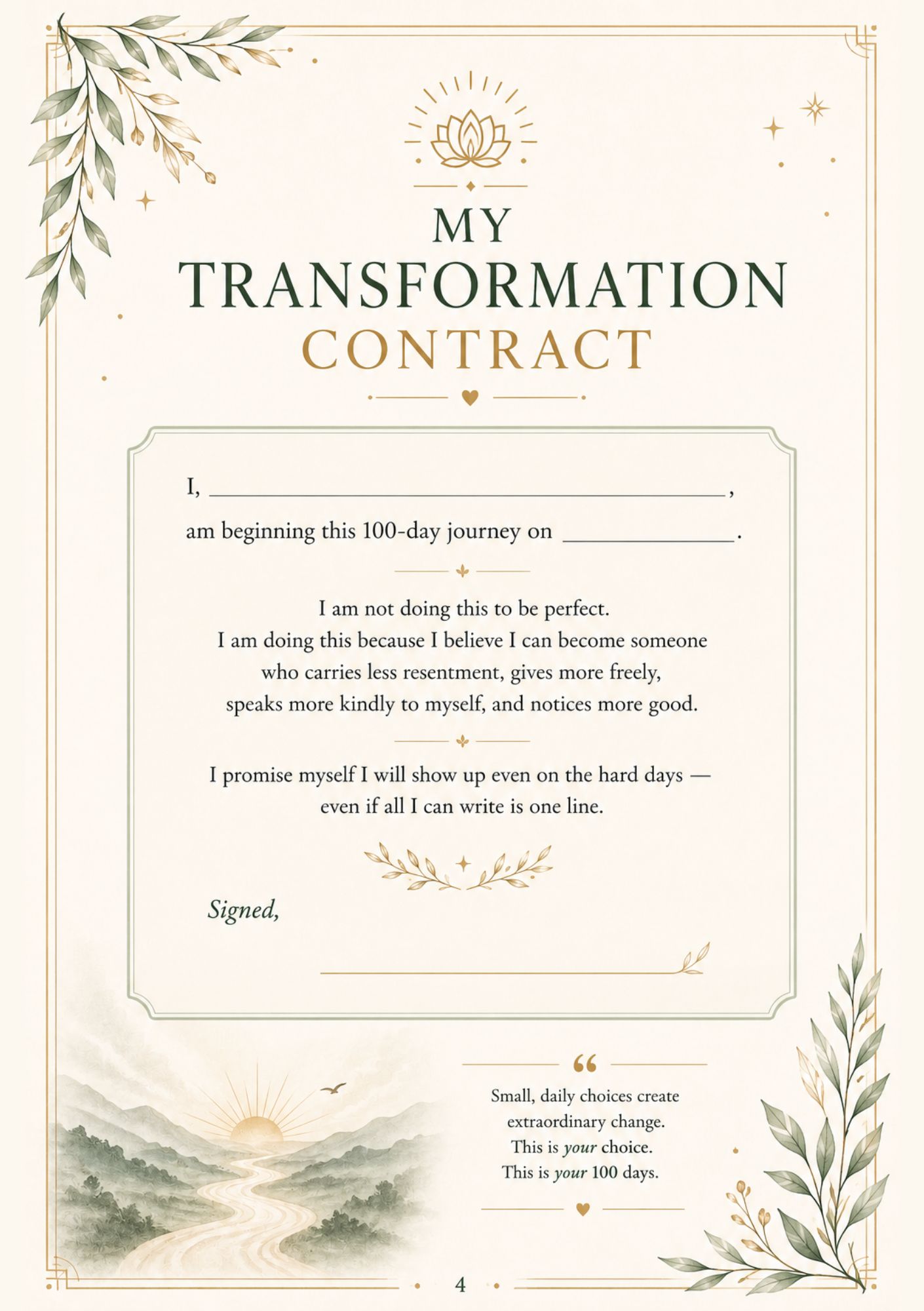 100 Days of Becoming — My transformation contract